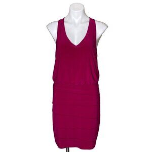 Laundry by Shelli Segal Fuchsia Mini Dress, V-Neckline Racerback Women's Size 8